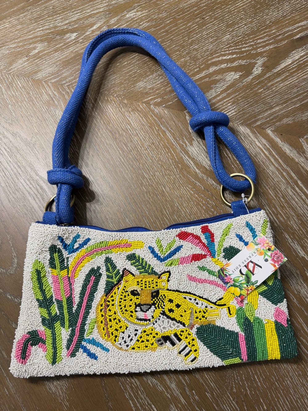 Handcrafted Jungle Leopard Beaded Shoulder Bag